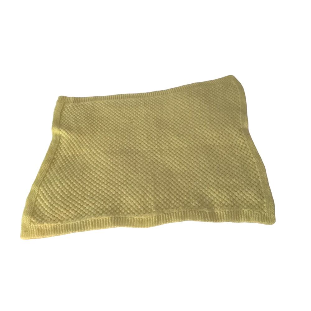 Handmade Crochet Solid Yellow Baby Blanket Size‎ 28 x 29" Nursery Unisex